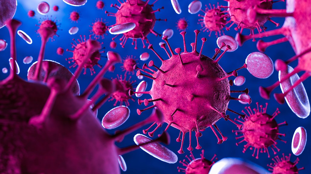 粉红色的COVID-19病毒图表